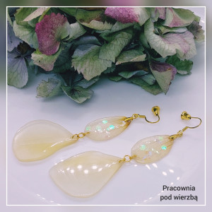 długie kolczyki płatki słonecznika stal złota