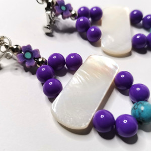 Klipsy fioletowo białe