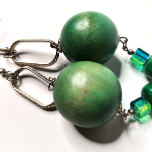 Kolczyki drewno kamienie