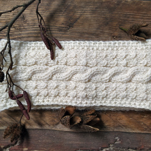 Ciepła, wełniana opaska na głowę - ecru