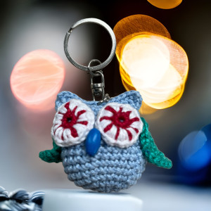 Szydełkowa sowa, sówka - brelok do kluczy  (424823)