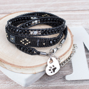 Czarna bransoletka boho Serce