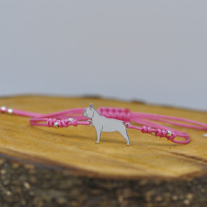 Buldog francuski / Buldożek - bransoletka z psem, srebro 925