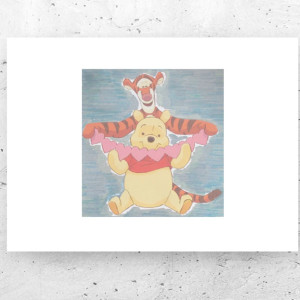Kubuś Puchatek plakat A4, plakat z Kubusiem Puchatkiem i Tyryskiem, obrazek z Kubusiem Puchatkiem, bajkowe plakaty dla dzieci, plakat dla chłopca, plakat dla dziewczynki, Miś obrazek Tygrysek