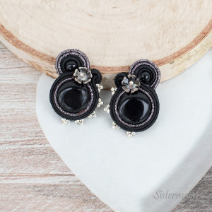 Małe czarne kolczyki sutasz Onyksy