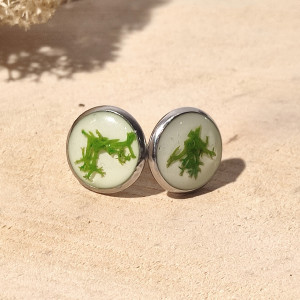 Kolczyki  z żywicy - Mech Chrobotek