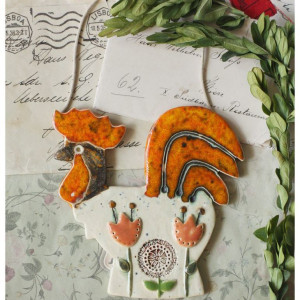 Kogut wiosenny z tulipanami