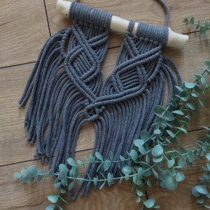 Makrama ścienna DIANA ciemny szary