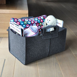 Duży filcowy kosz na drewno, zabawki - grafitowy