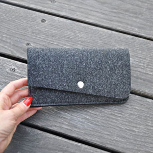 Etui z filcu na telefon do torebki - grafitowy
