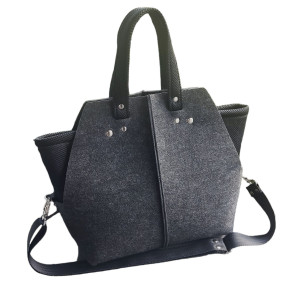 Torebka filcowa szeroka - organizer do torebki z siatki dystansowej - grafitowa