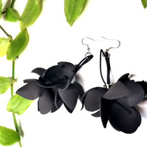 Kolczyki lekkie czarne tulipany