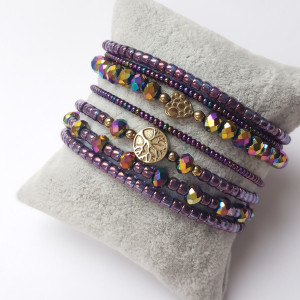 Bransoletka Boho Makrama Sznurek Fiolet2