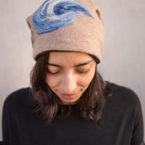 czapka handmade czesanką filcowane czapki wełniane A1