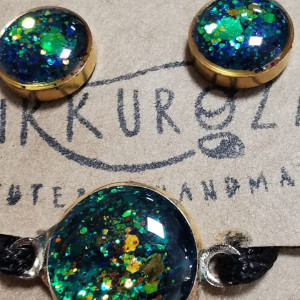 Kosmiczne kolczyki holo plus bransoletka