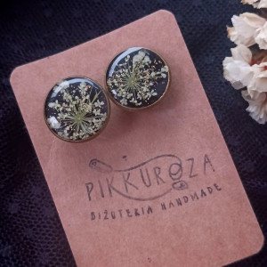 Spinki do mankietów z żywicy epoksydowej z prawdziwymi kwiatami