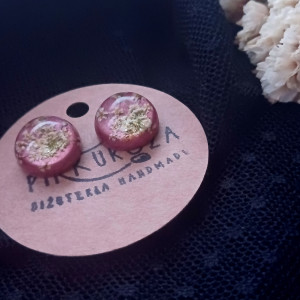 Kolczyki sztyfty kwiaty w żywicy dzika marchew