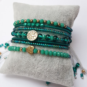 Bransoletka Boho Makrama Sznurek Emerald2