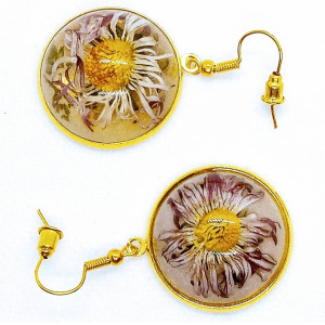 kolczyki stokrotki duże wiszące żywica stal