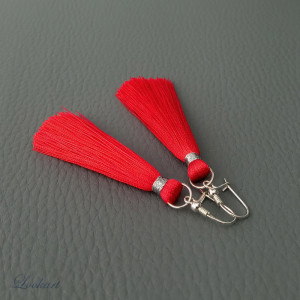 Srebrne kolczyki z chwostami czerwone 7cm