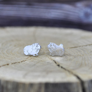Świnka morska - kolczyki sztyfty, srebro 925