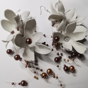 Kolczyki etno boho kwiaty ślub długie