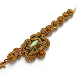 BRANSOLETKA SUTASZ BOHO piasek z turkusem