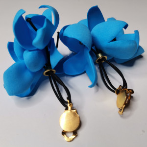 Klipsy kwiaty wiszące blue
