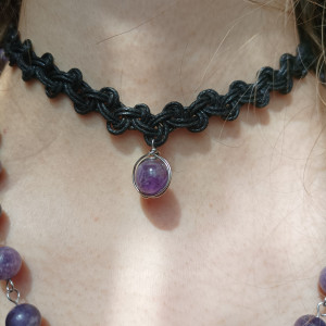 Choker czarny z ametystem
