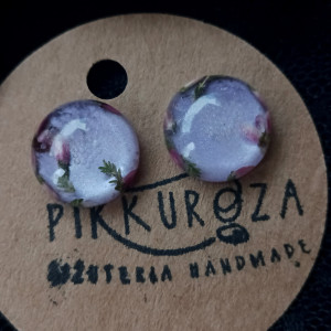 Okrągłe kolczyki fioletowe kolczyki z wrzosem