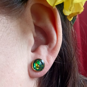 Kolczyki Holo zielonozłote