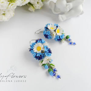 Kolczyki z chabrami i rumiankiem