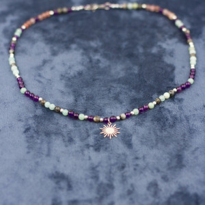 naszyjnik słońce_fioletowy mix