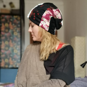 Czapka patchworkowa hworkowa  na podszewce