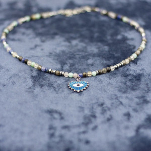 naszyjnik serce_niebieski mix