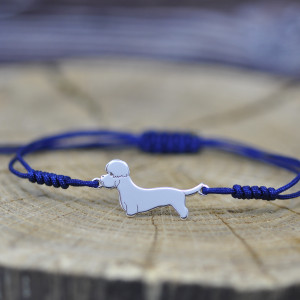 Dandie Dinmont terrier - bransoletka z psem, srebro 925