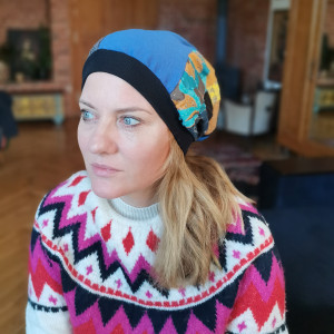 Czapka patchworkowa codzienna  na podszewce