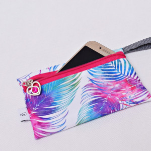 Etui na telefon saszetka na klucze wodoodporna etui do torebki organizer pióra tęczowe