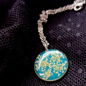 Butelkowa zieleń naszyjnik dzika marchew wisiorek