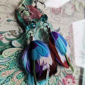 Klipsy pióra etno boho folk