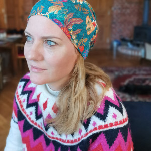 Czapka kwiatowa codzienna  na podszewce