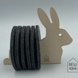 ZAJĄC filcowe podkładki pod kubek 6 sztuk SZARY ZAJĄCZEK