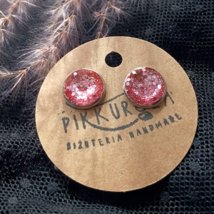 Różowe kolczyki brokatowe kolczyki