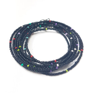 Naszyjnik i Bransoletka Komplet Czarny Boho w Kropki