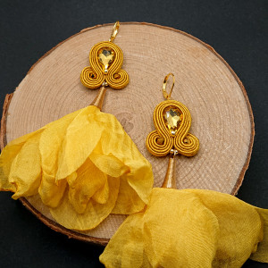 MIODOWE KOLCZYKI SUTASZ Z SZYFONEM