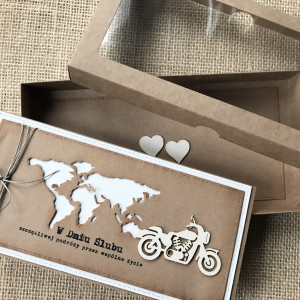 137, KARTKA NA ŚLUB W SZCZĘŚLIWĄ PODRÓŻ w stylu eco /rustykalnym