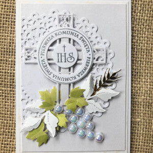 143, KOMUNIA, Kartka na komunię  do koperty z życzeniami