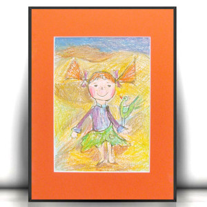 kolorowy obrazek dla dziewczynki, Pippi rysunek A4, obrazek z Pippi, rysunek do pokoju dziewczynki, obrazek dla dziewczynki, dziewczynka rysunek 21x30