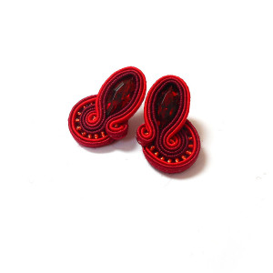 CZERWONE KOLCZYKI SUTASZ bordowe 100% hand made