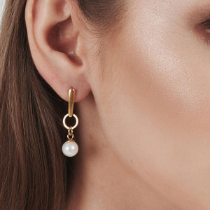 Pozłacane kolczyki z perłami c923b